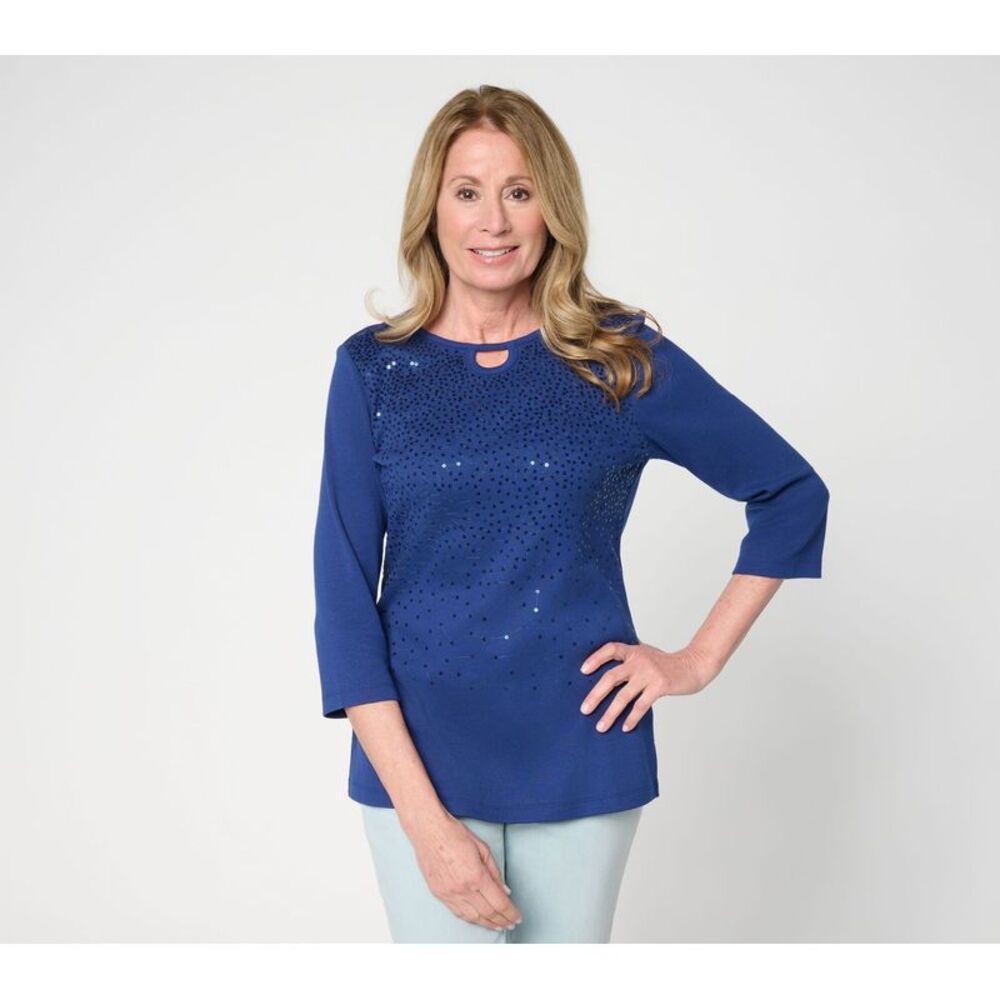 Quacker Factory Women's Top Sz S Make Your Selection: Spring Beauty Blue